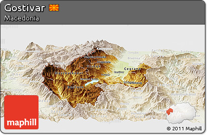 Physical Panoramic Map of Gostivar, lighten
