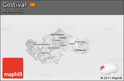 Silver Style Panoramic Map of Gostivar, single color outside
