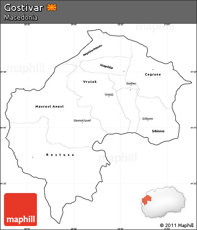 Blank Simple Map of Gostivar, cropped outside