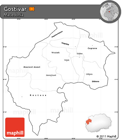 Blank Simple Map of Gostivar, cropped outside