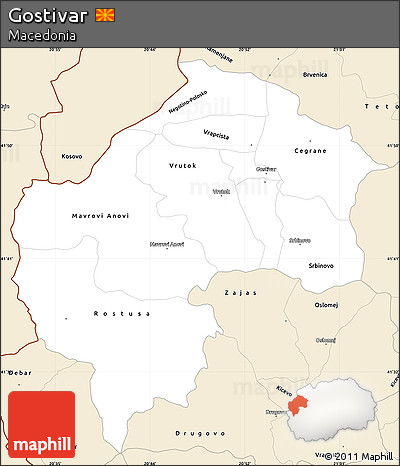 Classic Style Simple Map of Gostivar