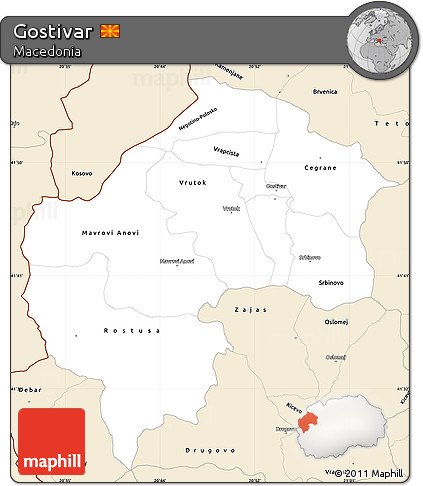 Classic Style Simple Map of Gostivar