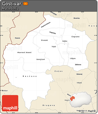 Classic Style Simple Map of Gostivar