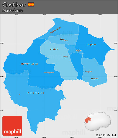 Political Shades Simple Map of Gostivar, single color outside