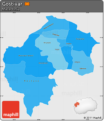 Political Shades Simple Map of Gostivar, single color outside