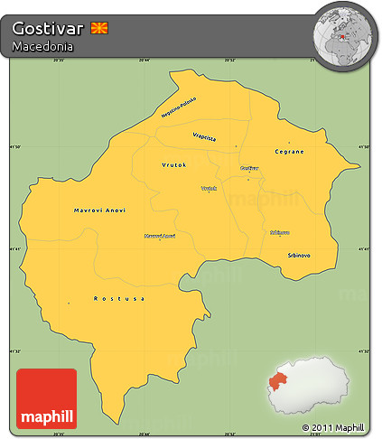 Savanna Style Simple Map of Gostivar, cropped outside