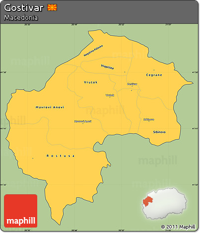 Savanna Style Simple Map of Gostivar, cropped outside