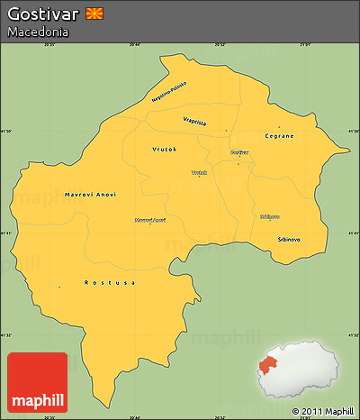 Savanna Style Simple Map of Gostivar, cropped outside