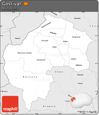 Silver Style Simple Map of Gostivar