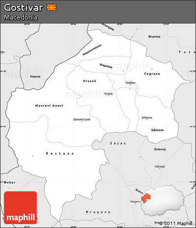 Silver Style Simple Map of Gostivar