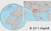Gray Location Map of Vrapcista, within the entire country