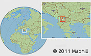 Savanna Style Location Map of Vrapcista, highlighted parent region, within the entire country