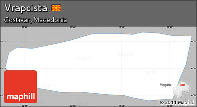 Gray Simple Map of Vrapcista, single color outside