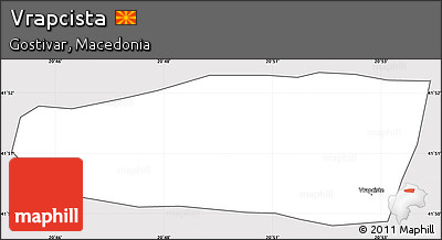 Silver Style Simple Map of Vrapcista, cropped outside