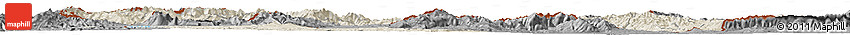 Shaded Relief Horizon Map of Macedonia, darken, desaturated