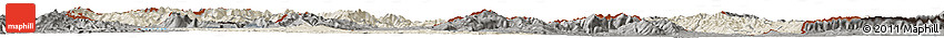 Shaded Relief Horizon Map of Macedonia, darken, semi-desaturated