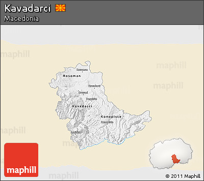 Classic Style 3D Map of Kavadarci, single color outside