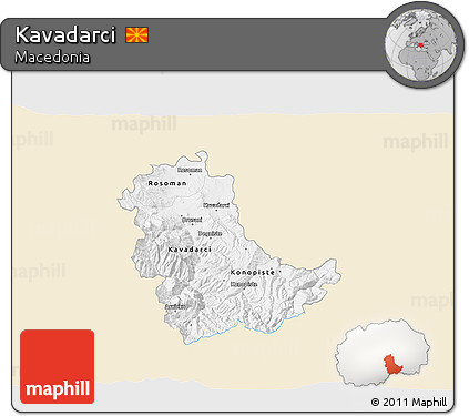 Classic Style 3D Map of Kavadarci, single color outside