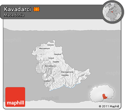 Gray 3D Map of Kavadarci, single color outside