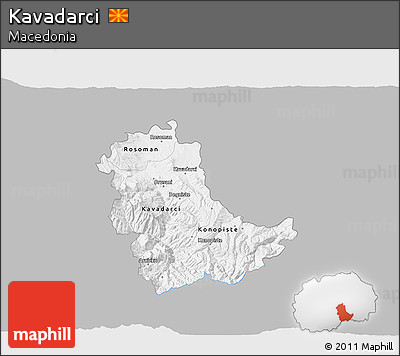 Gray 3D Map of Kavadarci, single color outside