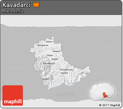 Gray 3D Map of Kavadarci, single color outside