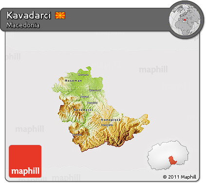Physical 3D Map of Kavadarci, cropped outside