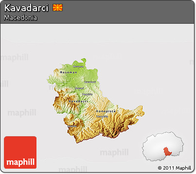 Physical 3D Map of Kavadarci, cropped outside