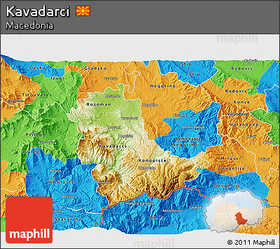 Physical 3D Map of Kavadarci, political outside