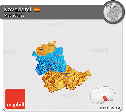 Political 3D Map of Kavadarci, cropped outside