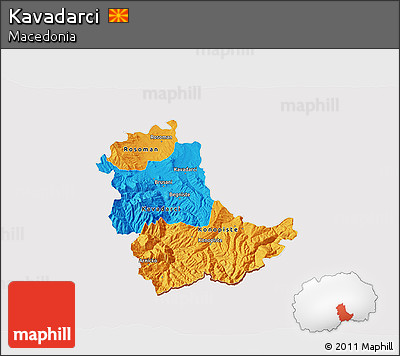 Political 3D Map of Kavadarci, cropped outside