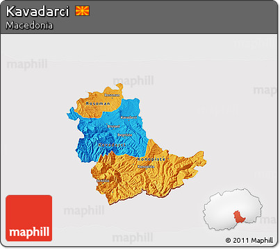 Political 3D Map of Kavadarci, cropped outside
