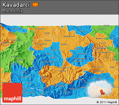 Political 3D Map of Kavadarci