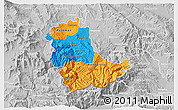 Political 3D Map of Kavadarci, lighten, desaturated