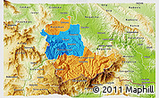 Political 3D Map of Kavadarci, physical outside