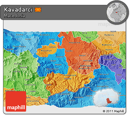 Political 3D Map of Kavadarci, political shades outside