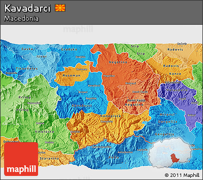 Political 3D Map of Kavadarci, political shades outside