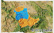 Political 3D Map of Kavadarci, satellite outside