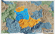 Political 3D Map of Kavadarci, semi-desaturated
