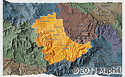 Political Shades 3D Map of Kavadarci, darken, semi-desaturated