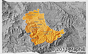 Political Shades 3D Map of Kavadarci, desaturated