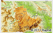 Political Shades 3D Map of Kavadarci, physical outside