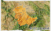 Political Shades 3D Map of Kavadarci, satellite outside