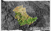 Satellite 3D Map of Kavadarci, darken, desaturated