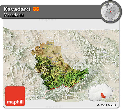Satellite 3D Map of Kavadarci, lighten