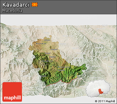 Satellite 3D Map of Kavadarci, lighten