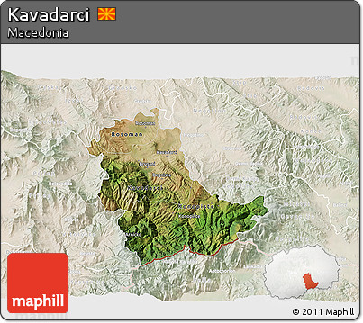 Satellite 3D Map of Kavadarci, lighten