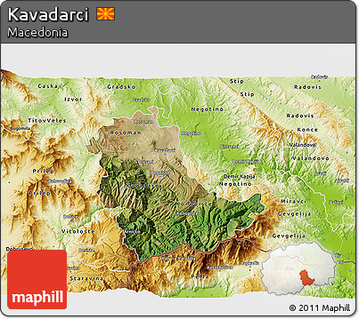 Satellite 3D Map of Kavadarci, physical outside