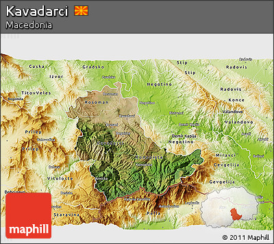 Satellite 3D Map of Kavadarci, physical outside
