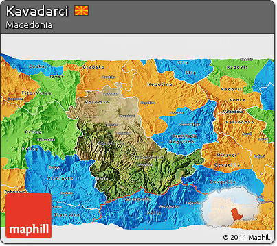 Satellite 3D Map of Kavadarci, political outside