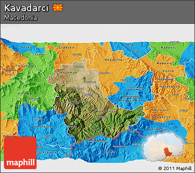 Satellite 3D Map of Kavadarci, political outside
